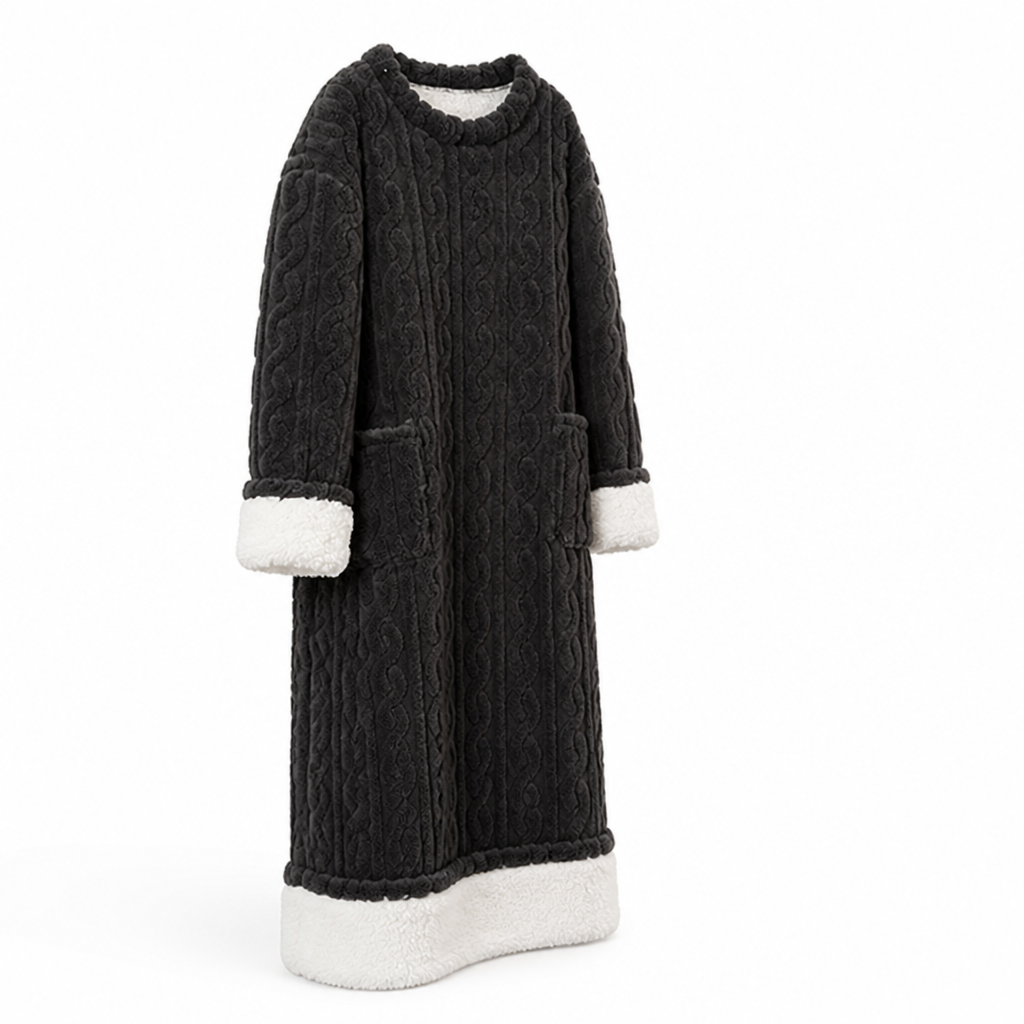 Dames fleecejurk | Zachte fleece | Lange pasvorm met voorzakken | Thuiscomfort