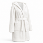 Damesbadjas van zachte fleece met capuchon en verstelbare ceintuur