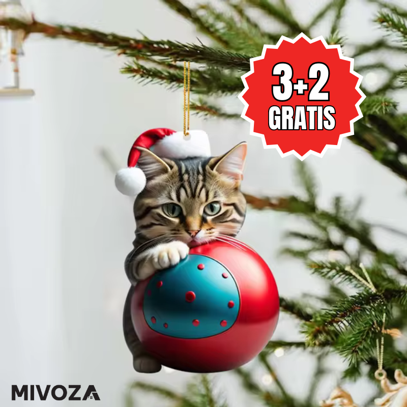 2+3 GRATIS | CattyClaus™ - Grappige Kat 2D Acryl Kerstboom Ornament [Laatste dag korting]