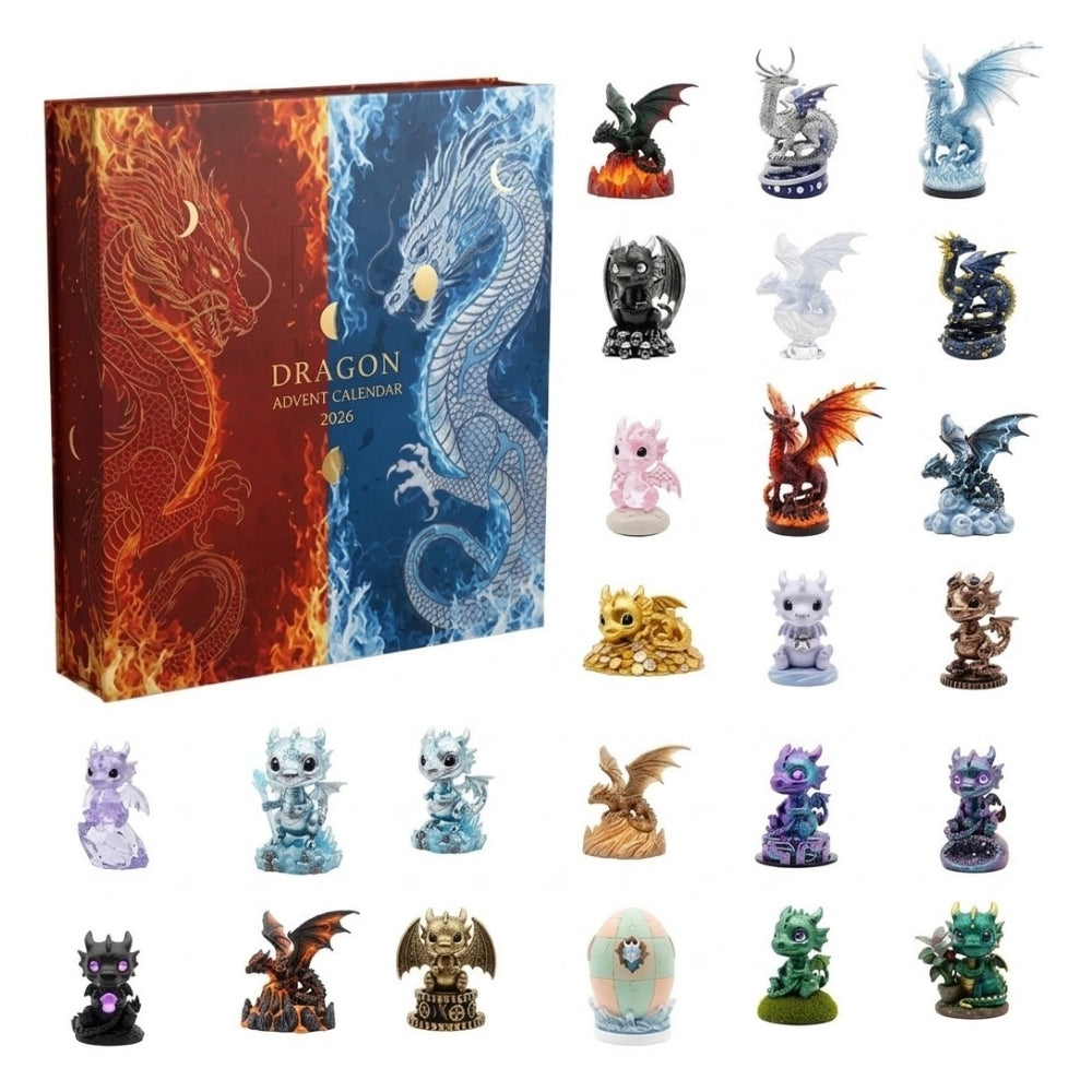 Drakenvonk adventskalender met drakenfiguren op de voorkant