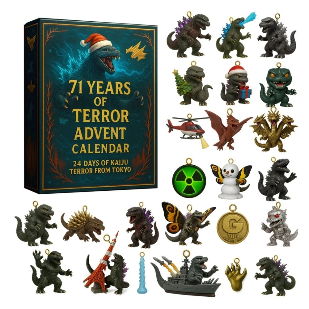 Adventskalender met dino- en monsterhangers voor het aftellen naar kerst