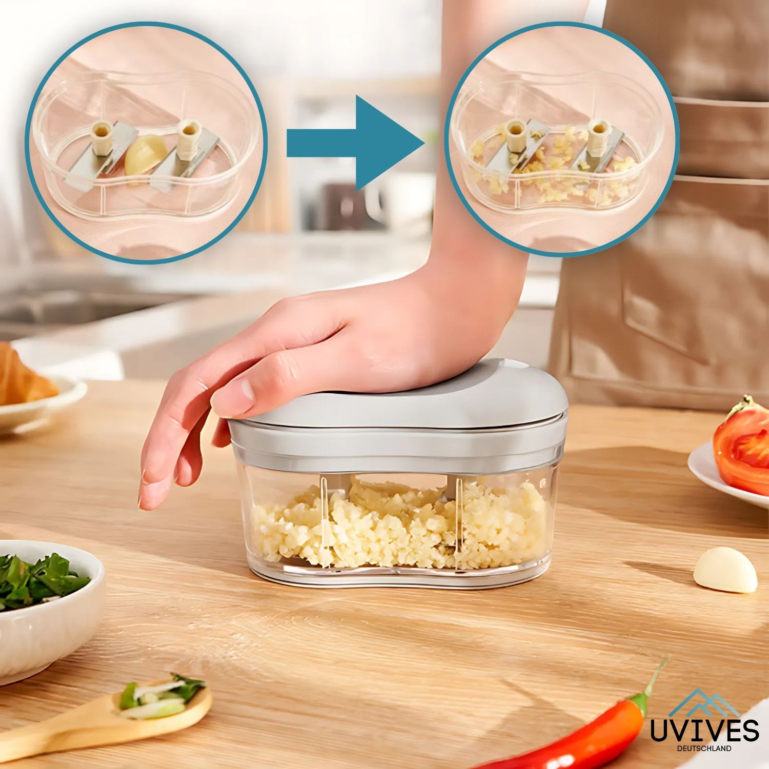 GrindWhiz™ - Handbediende voedselversnipperaar en kruidenmaker