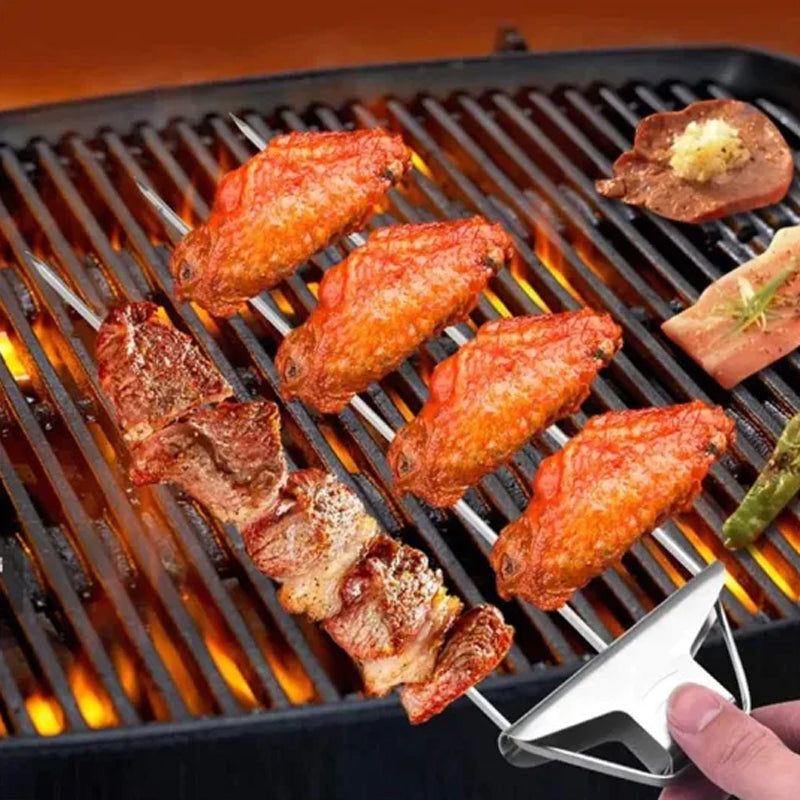 1+1 GRATIS | GrillSkewer™ - Halfautomatische roestvrijstalen barbecuevork [Laatste dag korting]