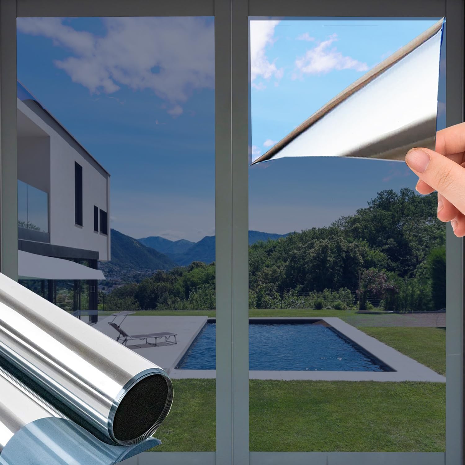 Zelfklevende privacy spiegel folie met UV-bescherming