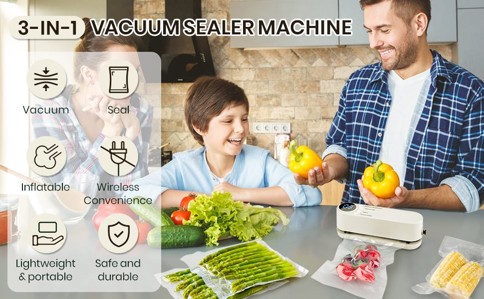 ProtectSeal - Snoerloze 3-in-1 vacuümsealer voor thuis & onderweg