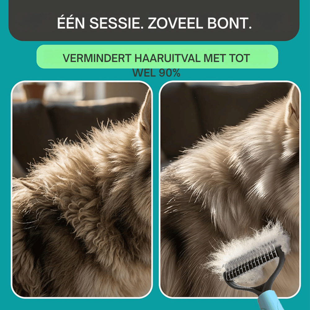 Hondenkam met dubbele werking voor makkelijker borstelen