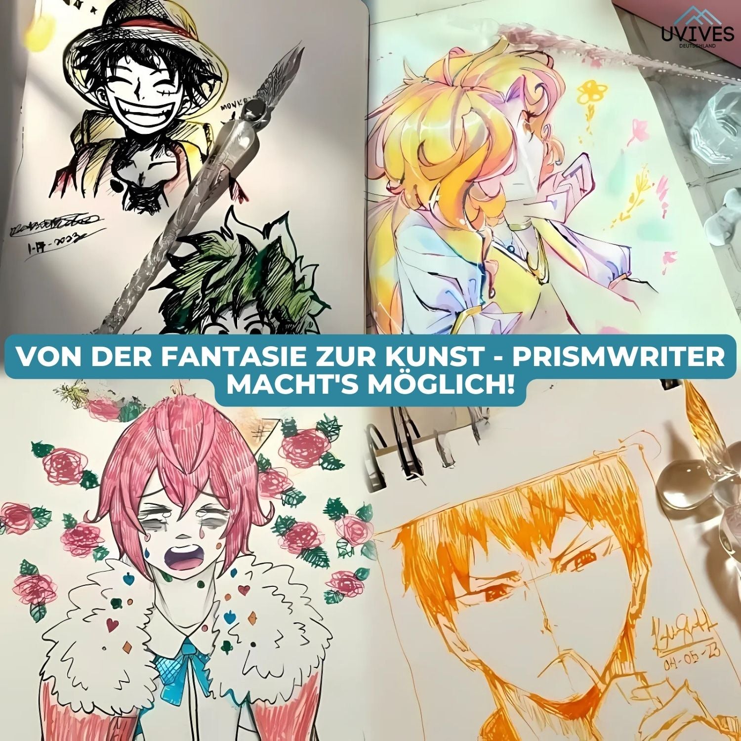 PrismWriter™ - Handgemaakte Kristallen Kalligrafie Potlood & Kleuren Set