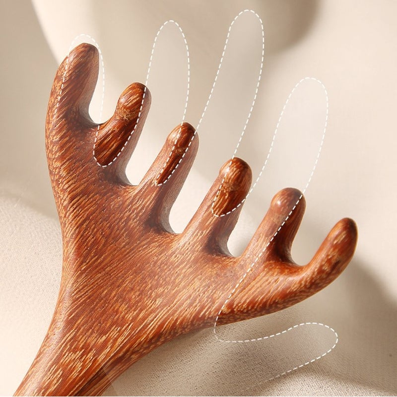 Sandelhouten Meridianenkam voor Ontspannende Hoofd- en Nekmassage