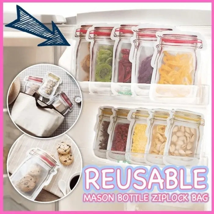 Herbruikbare Mason Jar Stijl Ziplock Zakjes Lekvrije Opbergzakjes