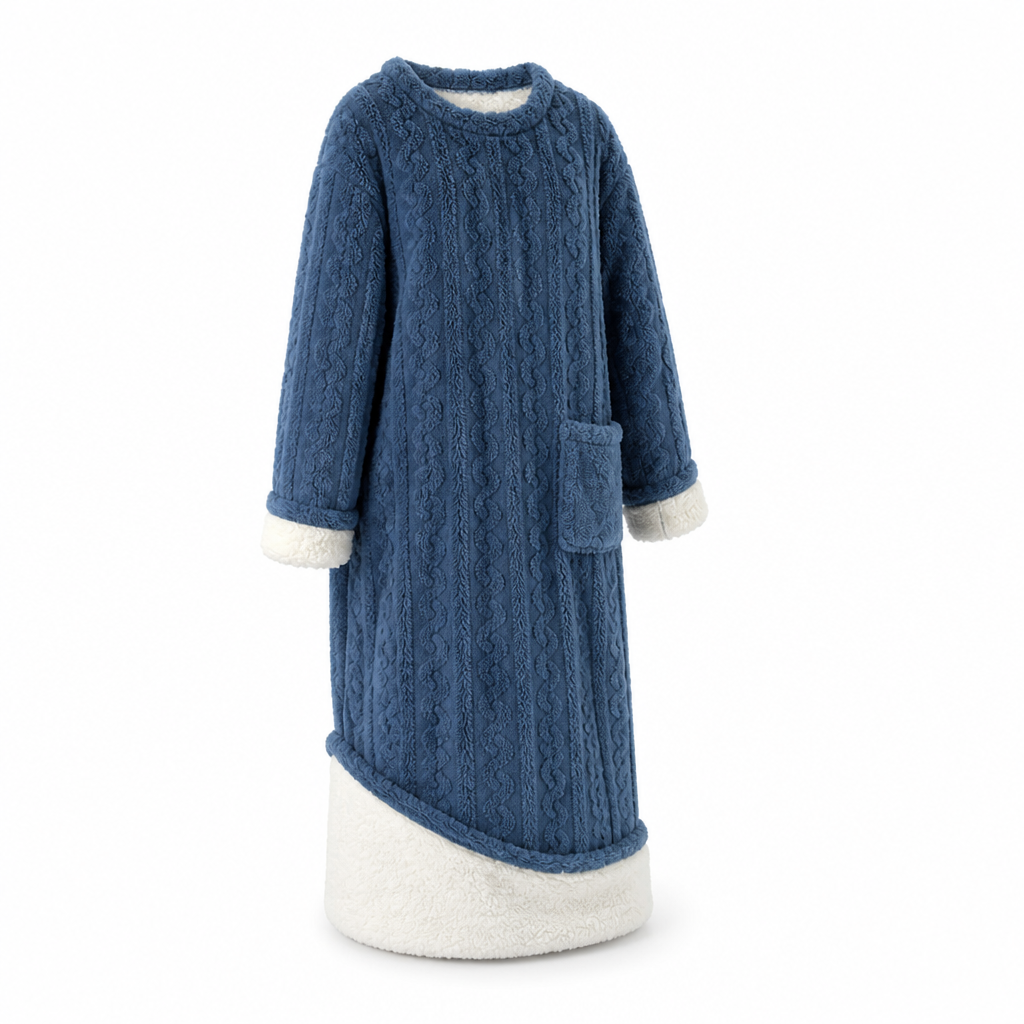Dames fleecejurk | Zachte fleece | Lange pasvorm met voorzakken | Thuiscomfort