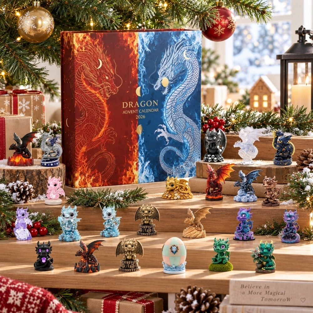 Adventskalender met 24 vakjes voor dagelijkse drakenverrassingen