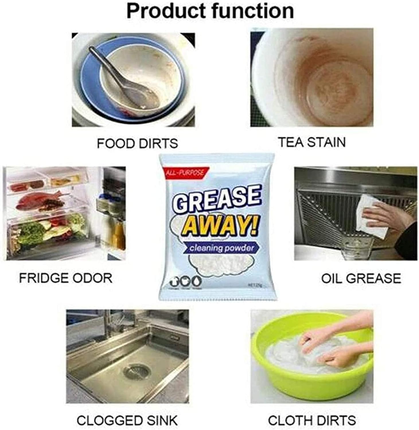 Natuurlijke Vlekkenverwijderaar Poeder Set voor Hardnekkig Vet en Vuil