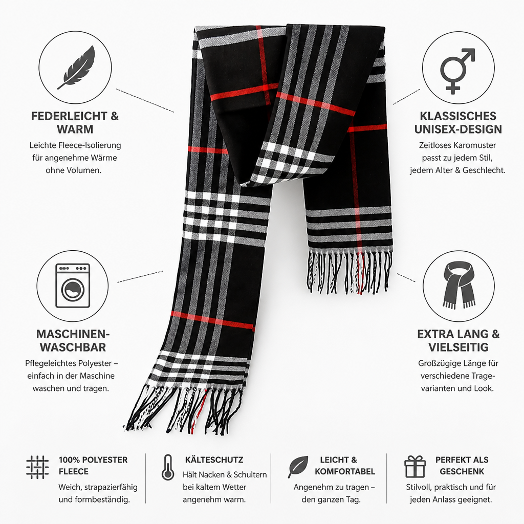 Zachte polyester sjaal van Veylora voor extra warmte zonder dikke lagen