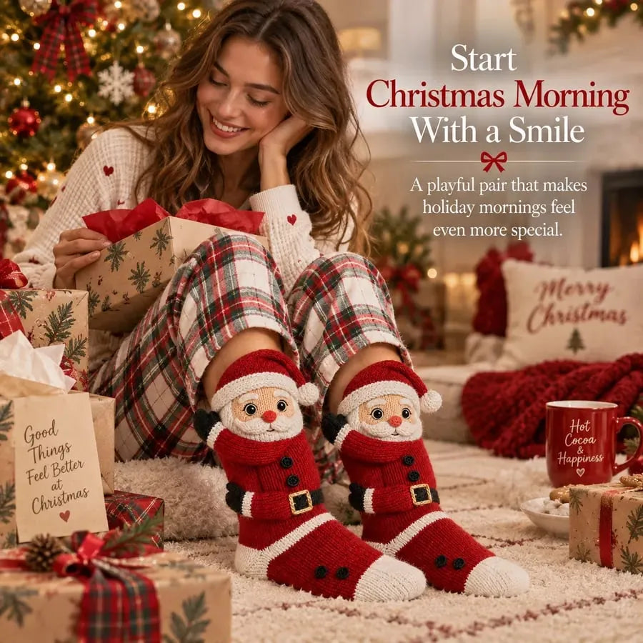 Comfortabele kerstsokken met speelse 3D-figuren