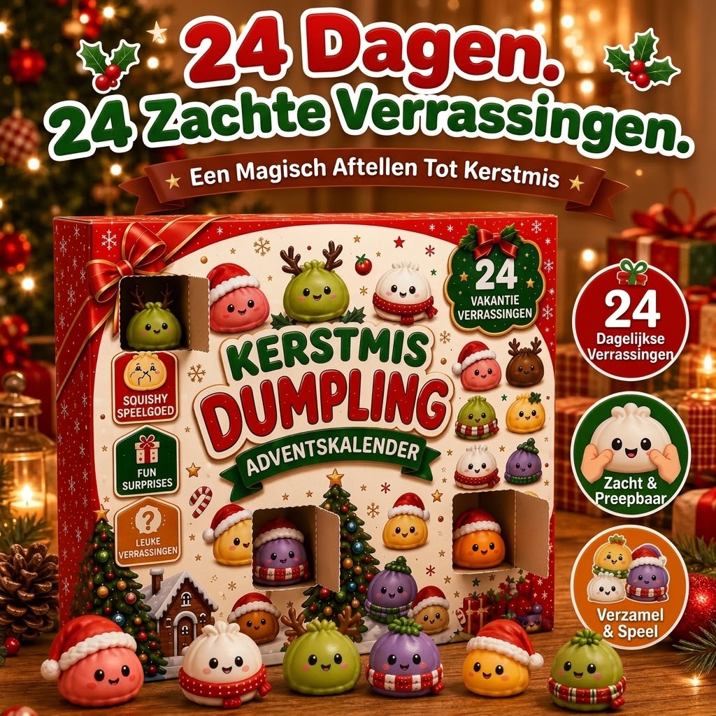 Dumpling squishy adventskalender met vakjes voor elke decemberdag