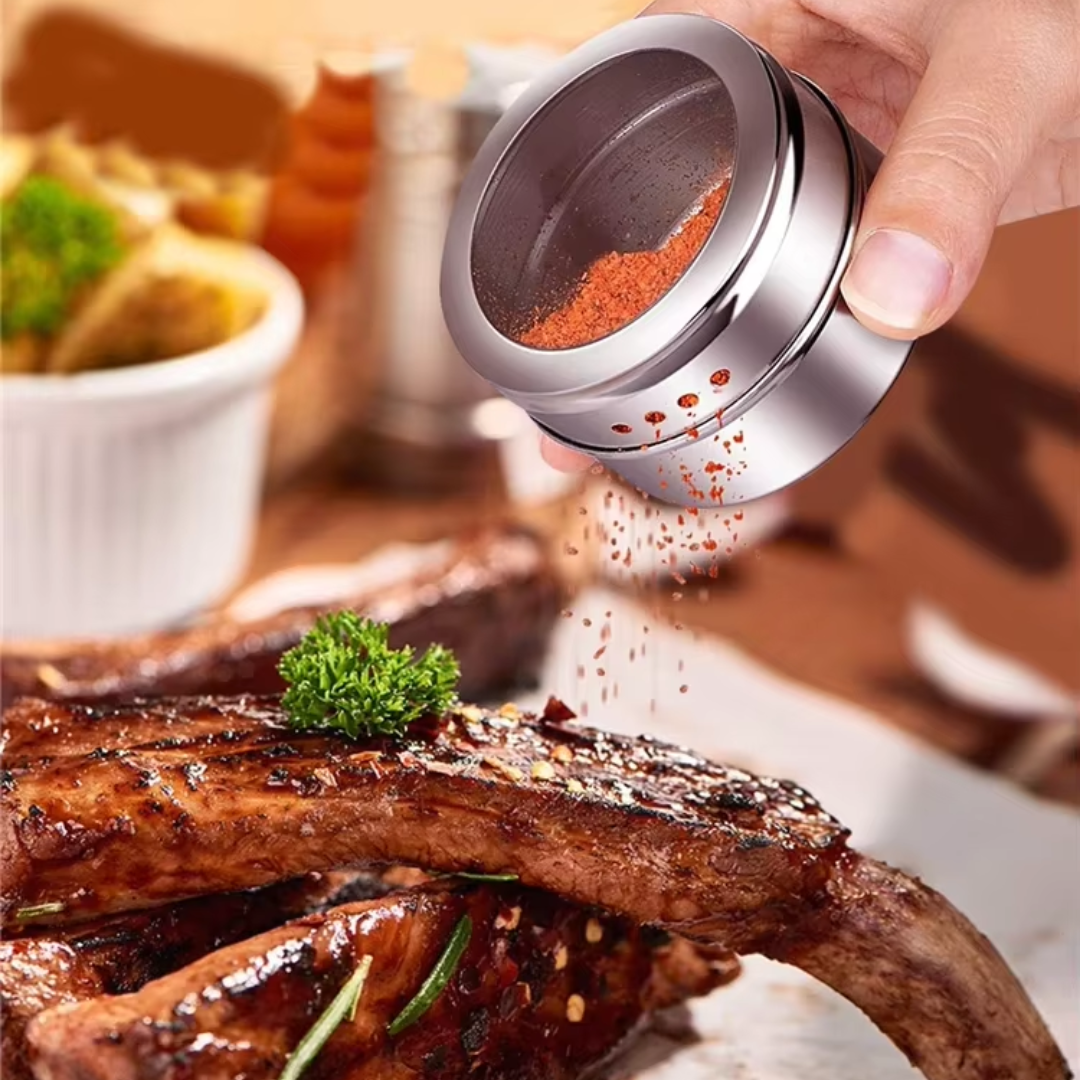 Magnetische glazen kruidenpotjes set voor keukenorganisatie