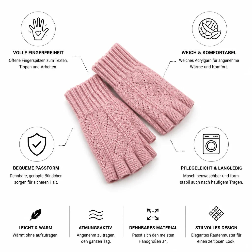 Set handwarmers met geribde boorden en open vingers