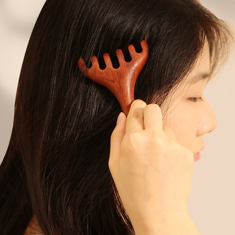 Sandelhouten Meridianenkam voor Ontspannende Hoofd- en Nekmassage