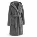 Damesbadjas | Fleece met capuchon | Verstelbare ceintuur | Kniehoog model
