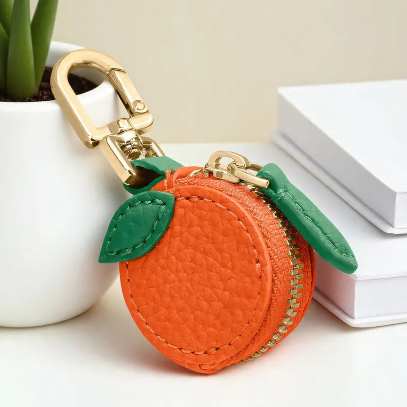 Zacht Leren Mini Portemonnee met Schattig Fruitig Ontwerp