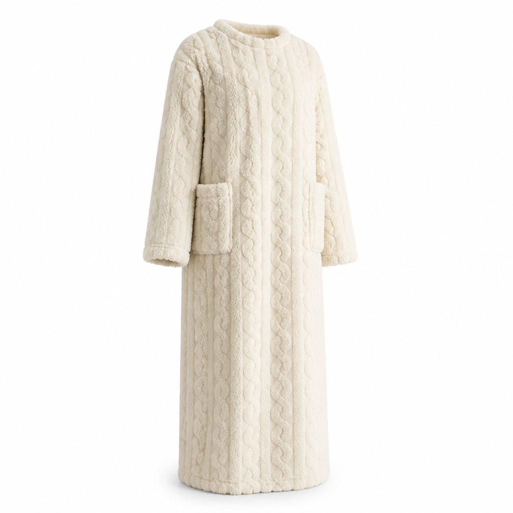 Dames fleecejurk | Zachte fleece | Lange pasvorm met voorzakken | Thuiscomfort