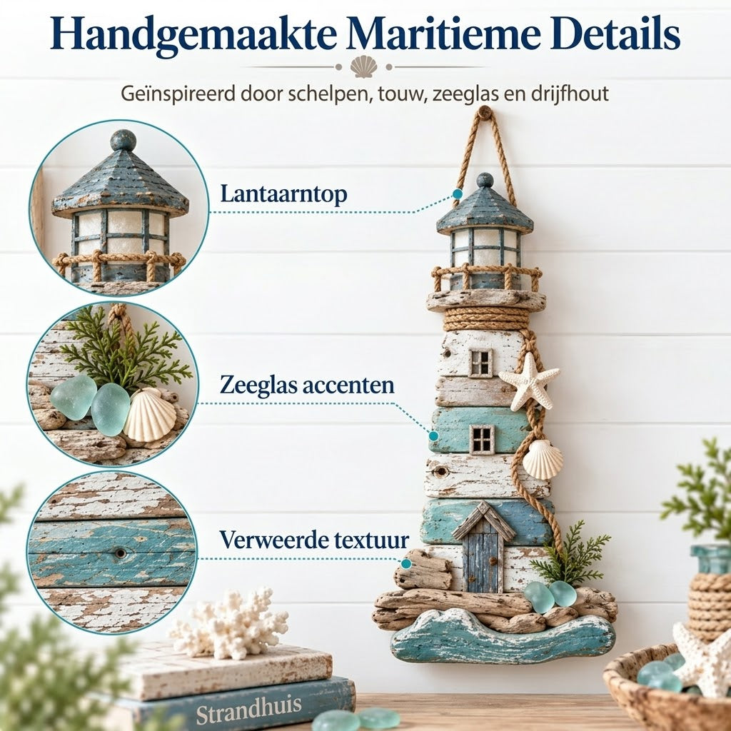 Sfeervolle kustdecoratie met vuurtoren voor de woonkamer