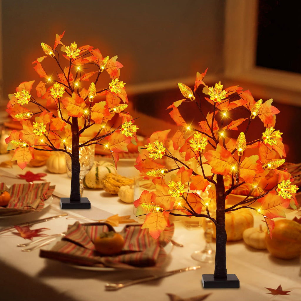 Twee LED-boompjes als sfeervolle decoratie voor in huis
