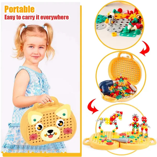 PICKONA 204 stuks 3D Take Apart Speelgoed - Montessori Speelgereedschapskist Montessori Speelgoed voor Kinderen Gereedschapskist Beer met Boor Mozaïek Ontwerp Bouwstenen DIY Set met Opbergdoos (Bruine PICKONA 204 stuks 3D Take Apart Speelgoed - Montessori Speelgereedschapskist Montessori Speelgoed voor Kinderen Gereedschapskist Beer met Boor Mozaïek Ontwerp Bouwstenen DIY Set met Opbergdoos (Bruine