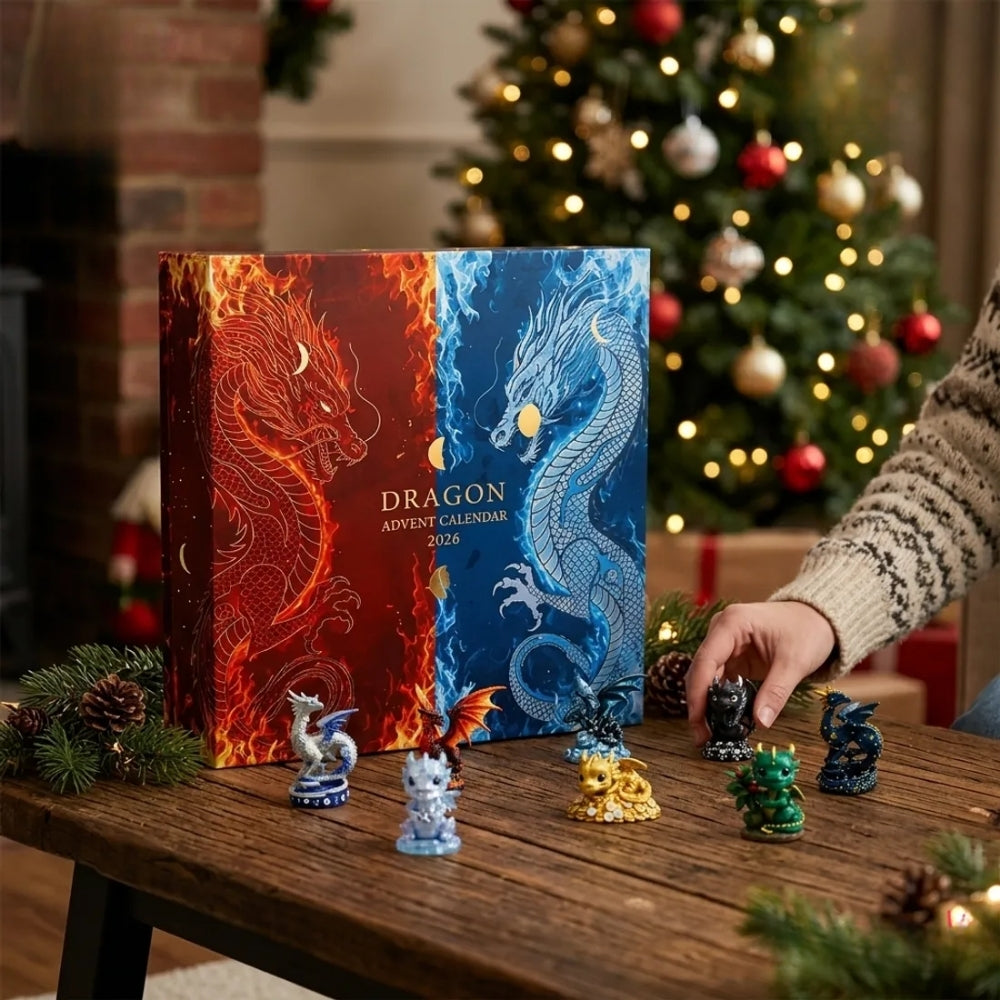 Drakenvonk kalender geopend met zichtbare vakjes en figuren