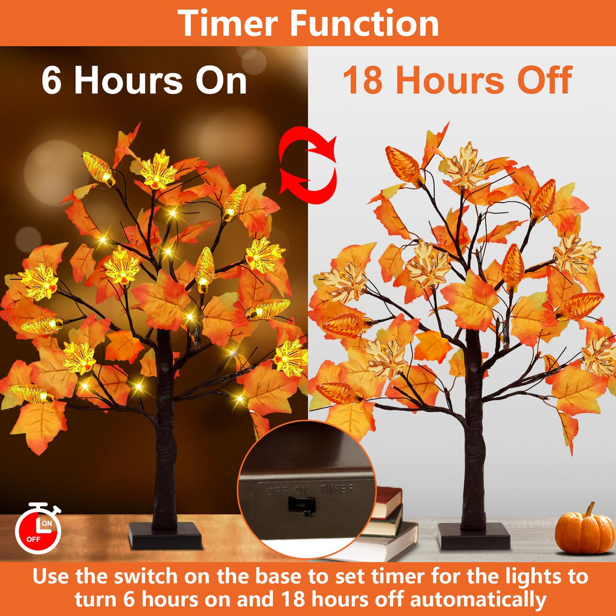 LichtNest herfstdecoratie met twee decoratieve LED-boompjes