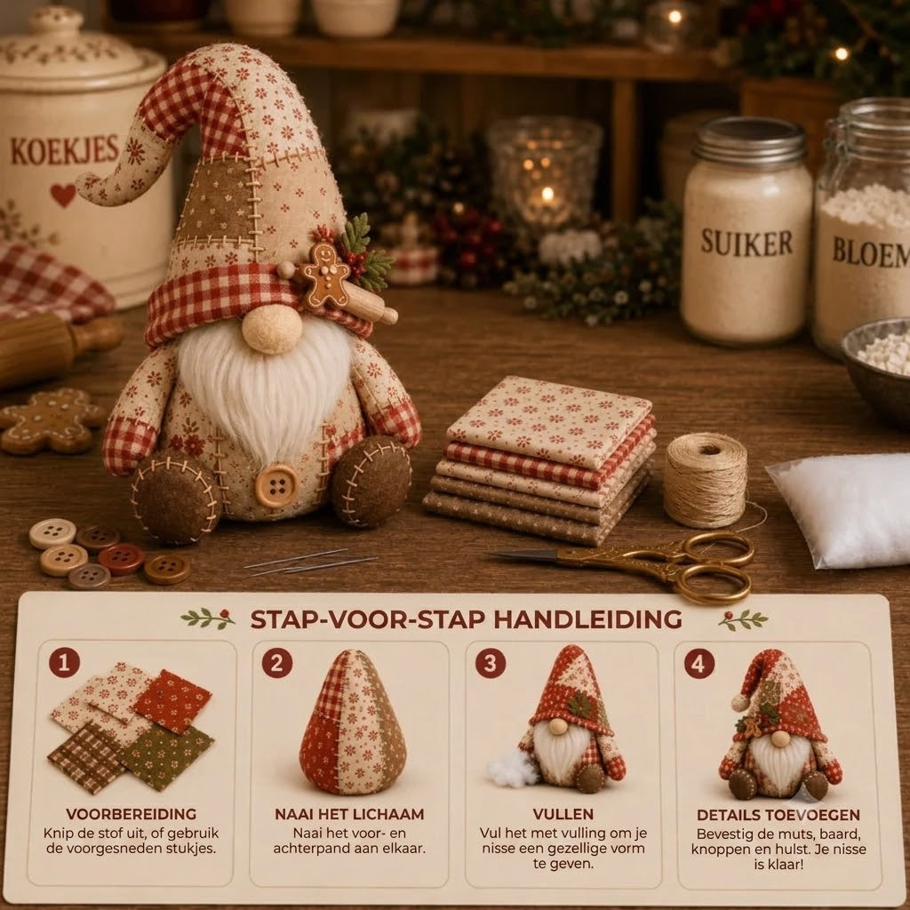Doe-het-zelf Kabouter Decoratiepakket voor Beginners | Compleet Textiel Knutselpakket | 20 cm Afgewerkte Hoogte