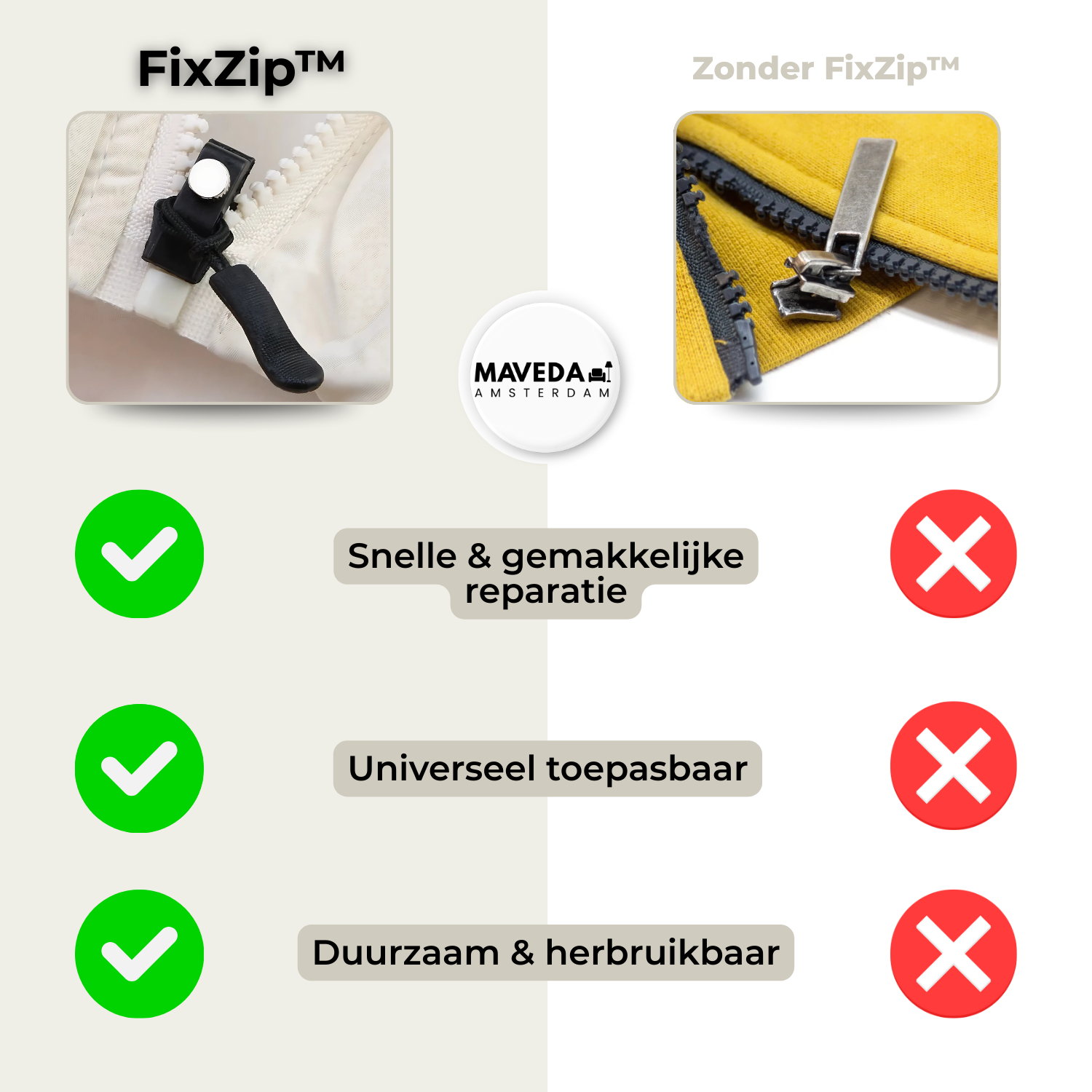3+3 FREE | FixZip™ - Repareert elke kapotte zipseconde