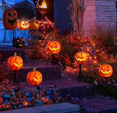 Zonnepompoenlantaarn Buiten Halloweendecoratie met Warme Gloed