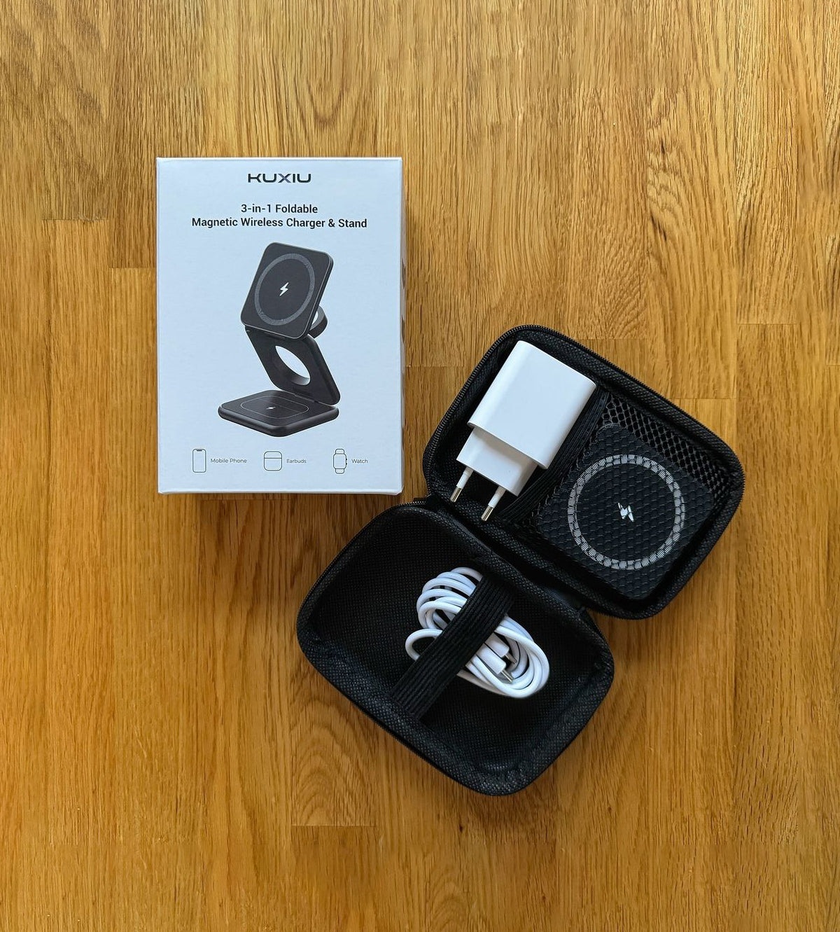 Modern 3-in-1 Draadloze Oplaadstandaard voor Bureau en Nachtkastje