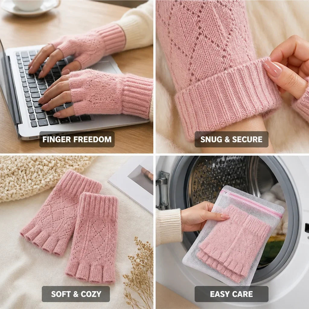 Gebreide handwarmers met vrije vingers voor optimale bewegingsvrijheid