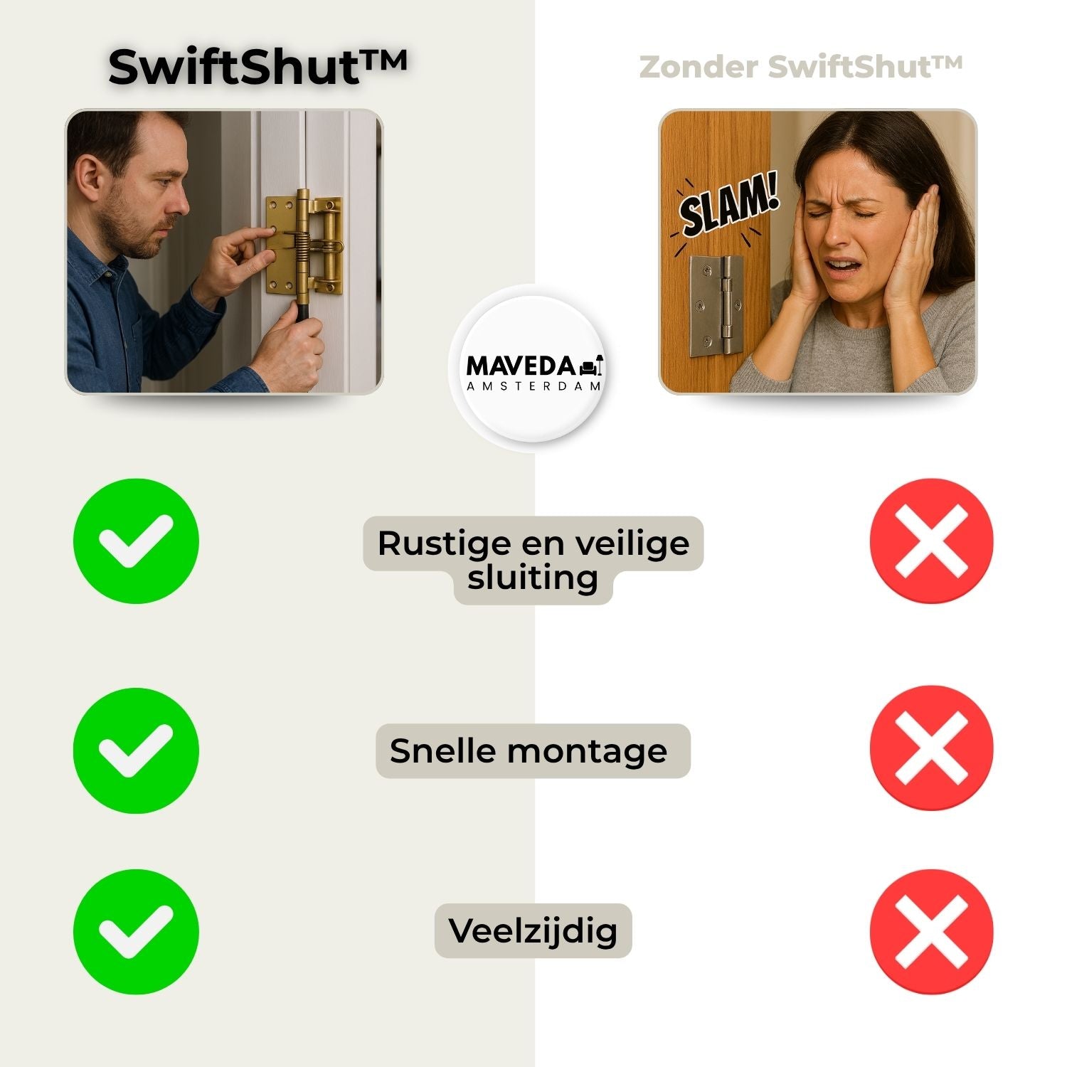 1+1 GRATIS | SwiftShut - Automatisch zelfsluitende deurscharnieren