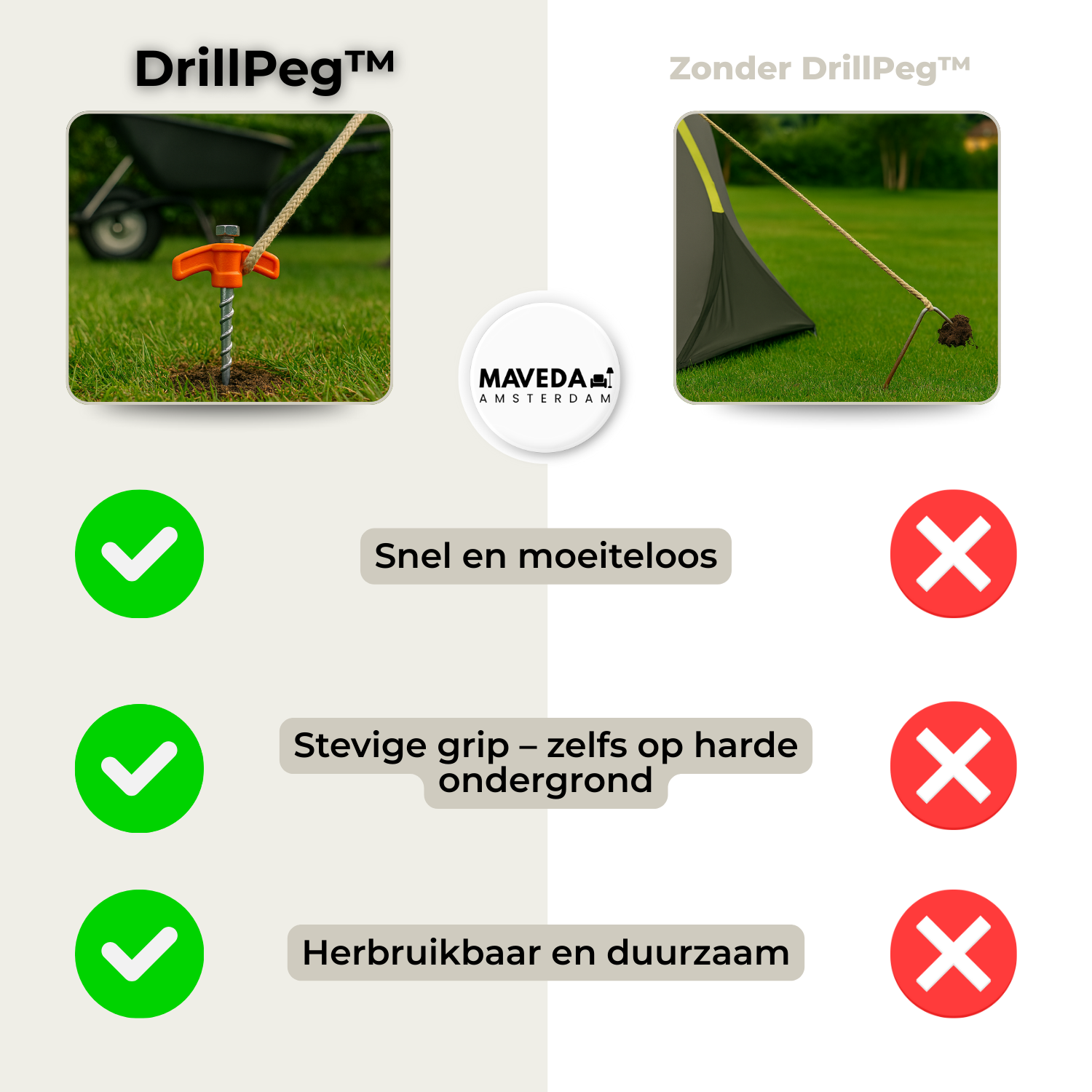 2+2 GRATIS | DrillPeg™ - Veranker je tent veilig in seconden