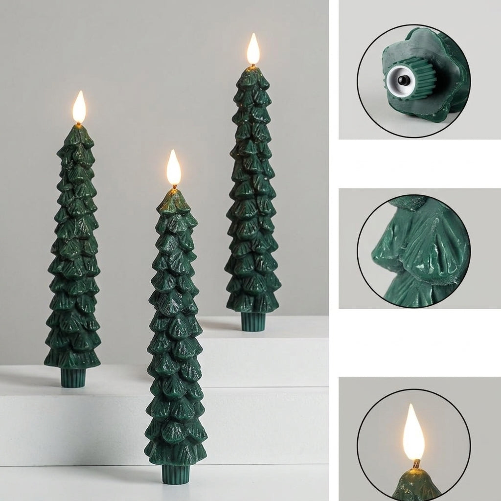 Kerstdecoratie met LED-kaars en natuurlijk ogend vlameffect
