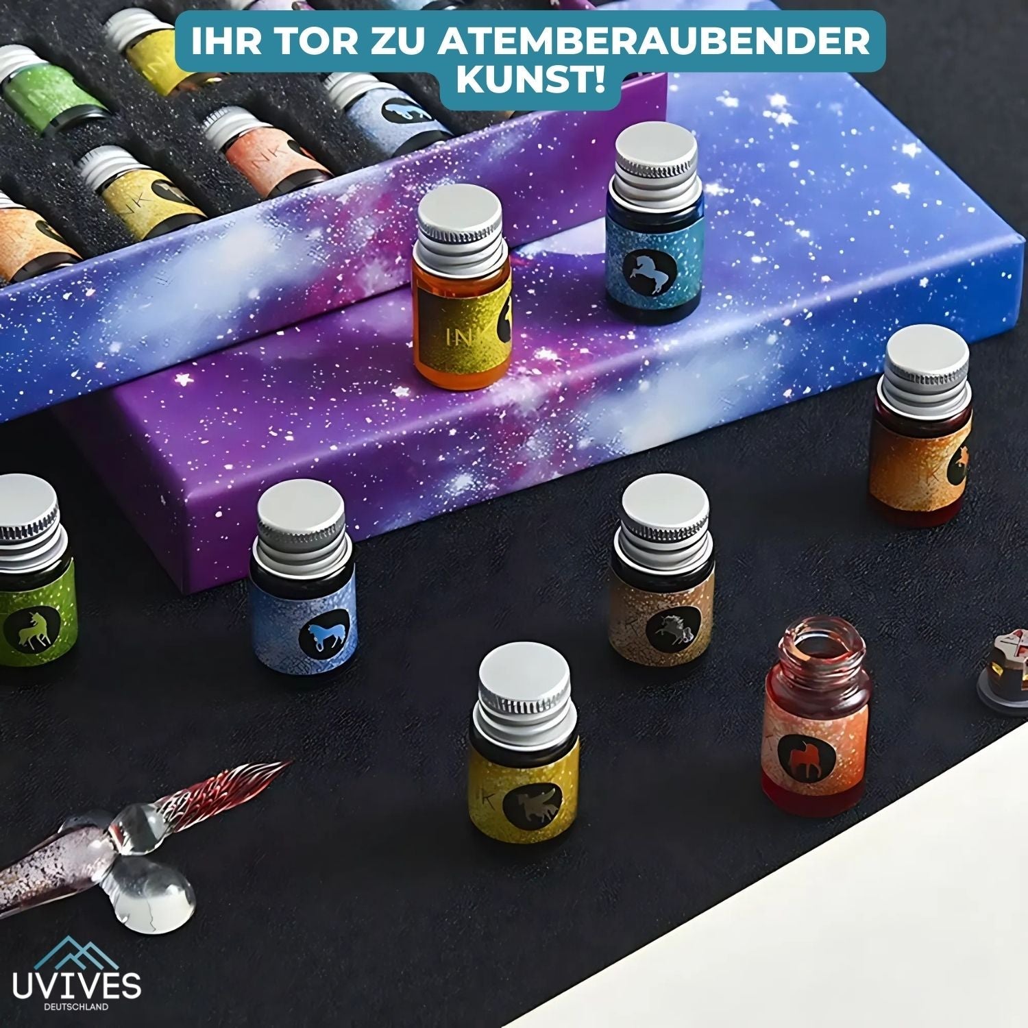 PrismWriter™ - Handgemaakte Kristallen Kalligrafie Potlood & Kleuren Set