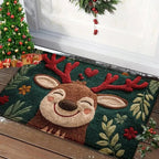 Kerstdeurmat als feestelijke decoratie bij de entree