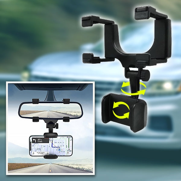 ViewGrip 360 - De mobiele telefoonhouder in de achteruitkijkspiegel voor een veilig zicht en een stevige grip!