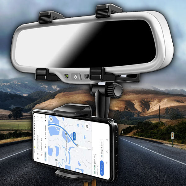 ViewGrip 360 - De mobiele telefoonhouder in de achteruitkijkspiegel voor een veilig zicht en een stevige grip!
