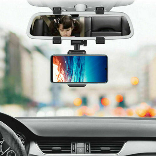 ViewGrip 360 - De mobiele telefoonhouder in de achteruitkijkspiegel voor een veilig zicht en een stevige grip!