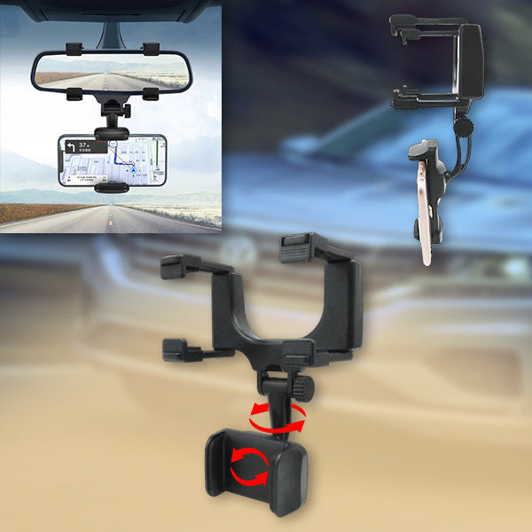 ViewGrip 360 - De mobiele telefoonhouder in de achteruitkijkspiegel voor een veilig zicht en een stevige grip!