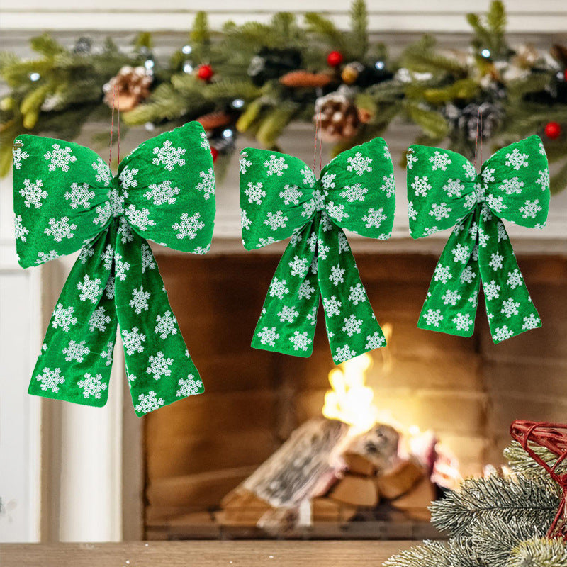 Decoratieve stoffen feeststrik met sneeuwvlokdesign