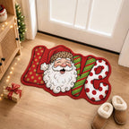 Kerstdeurmat die vuil bij de voordeur helpt tegenhouden