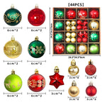 Kerstballen | Glanzende en matte afwerking | Set van 44 | Rood, groen en wit