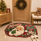 Close-up van het feestelijke kerstdesign op de deurmat