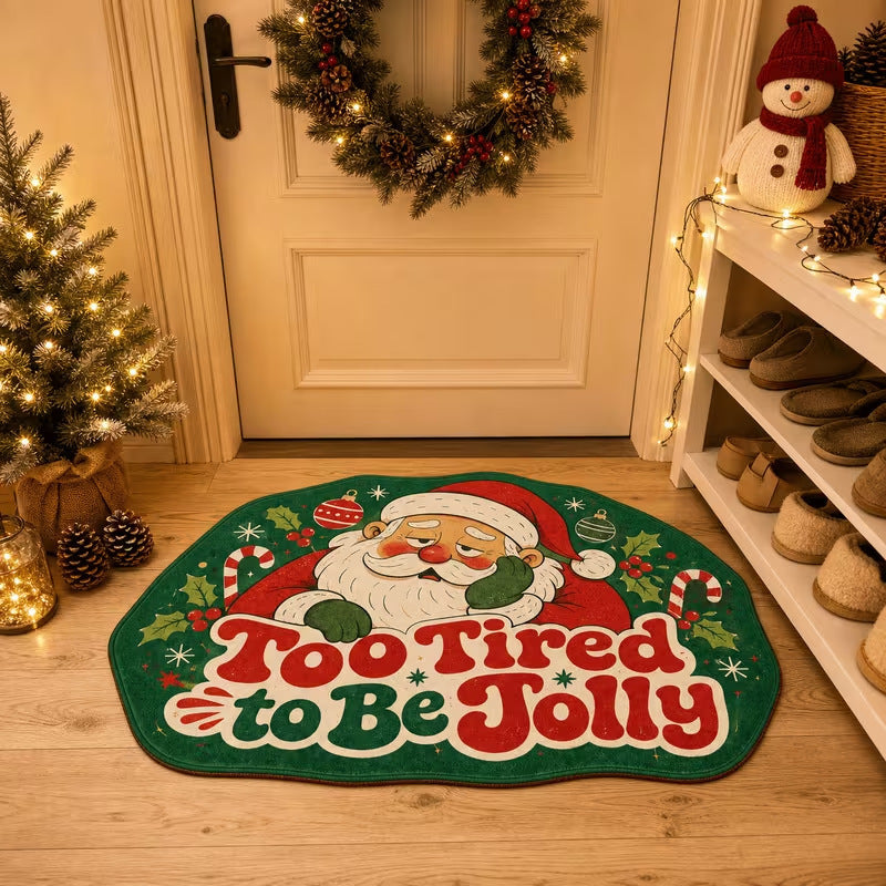 Kerstdeurmat voor binnen bij de ingang van een woning
