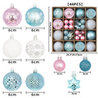 Kerstballen | Glanzende en matte afwerking | Set van 44 | Rood, groen en wit